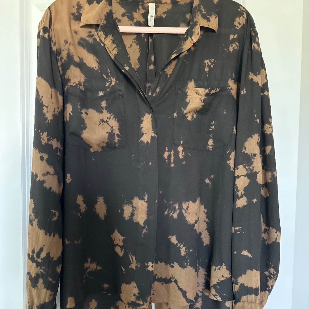 Great Black & Brown ladies Button up Tunic